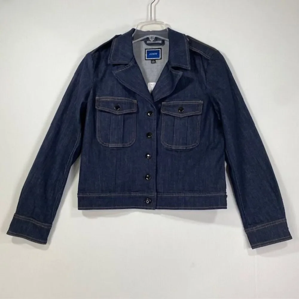 J.Crew Re-Imagined Sustainable Denim Jacket with Front Pockets Dark Wash Size S‎